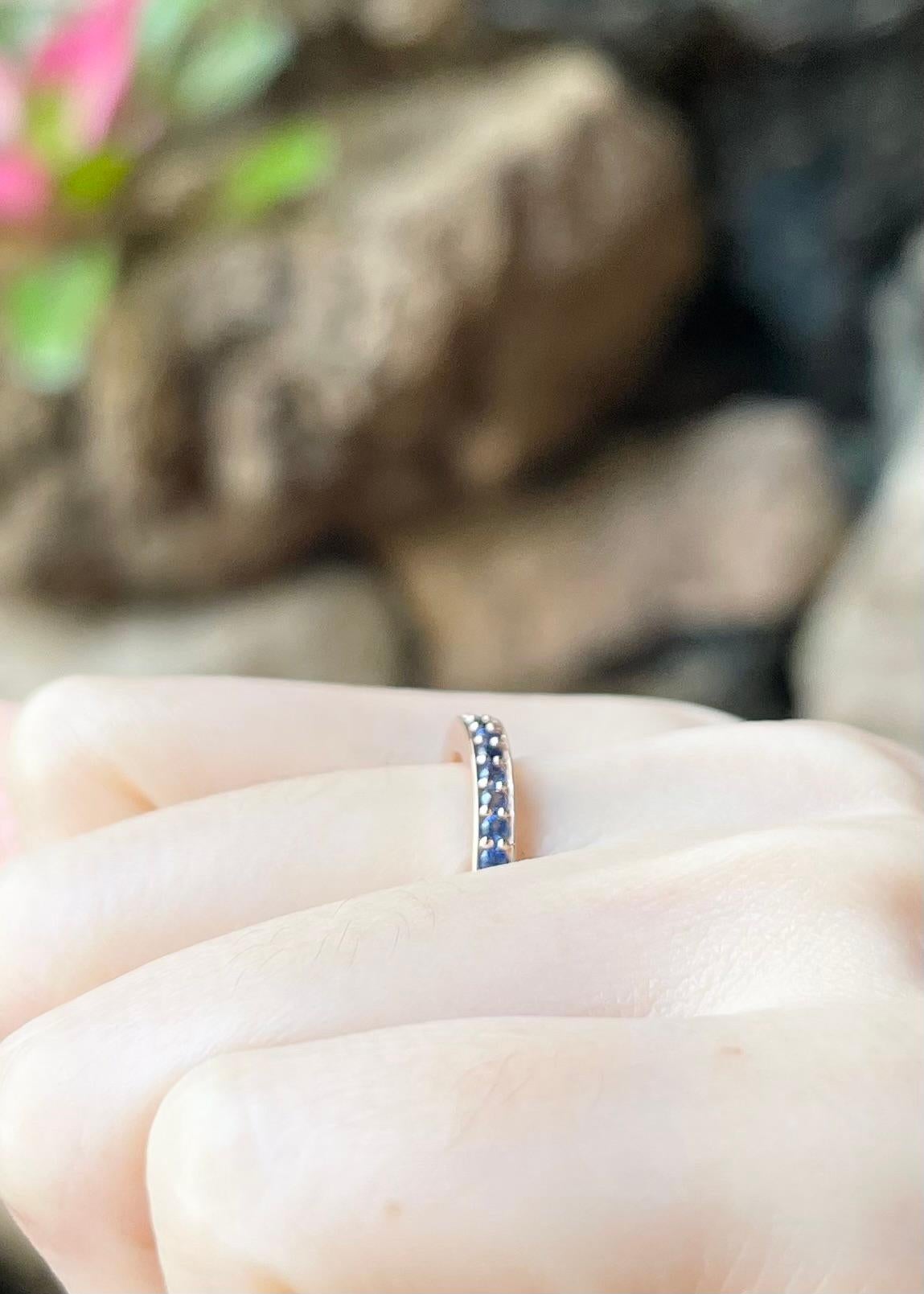 Blue Sapphire Eternity Band Ring set in 18K Rose Gold Settings For Sale 1