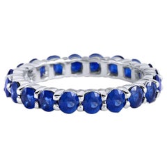 Blue Sapphire Eternity Ring 18 Karat White Gold