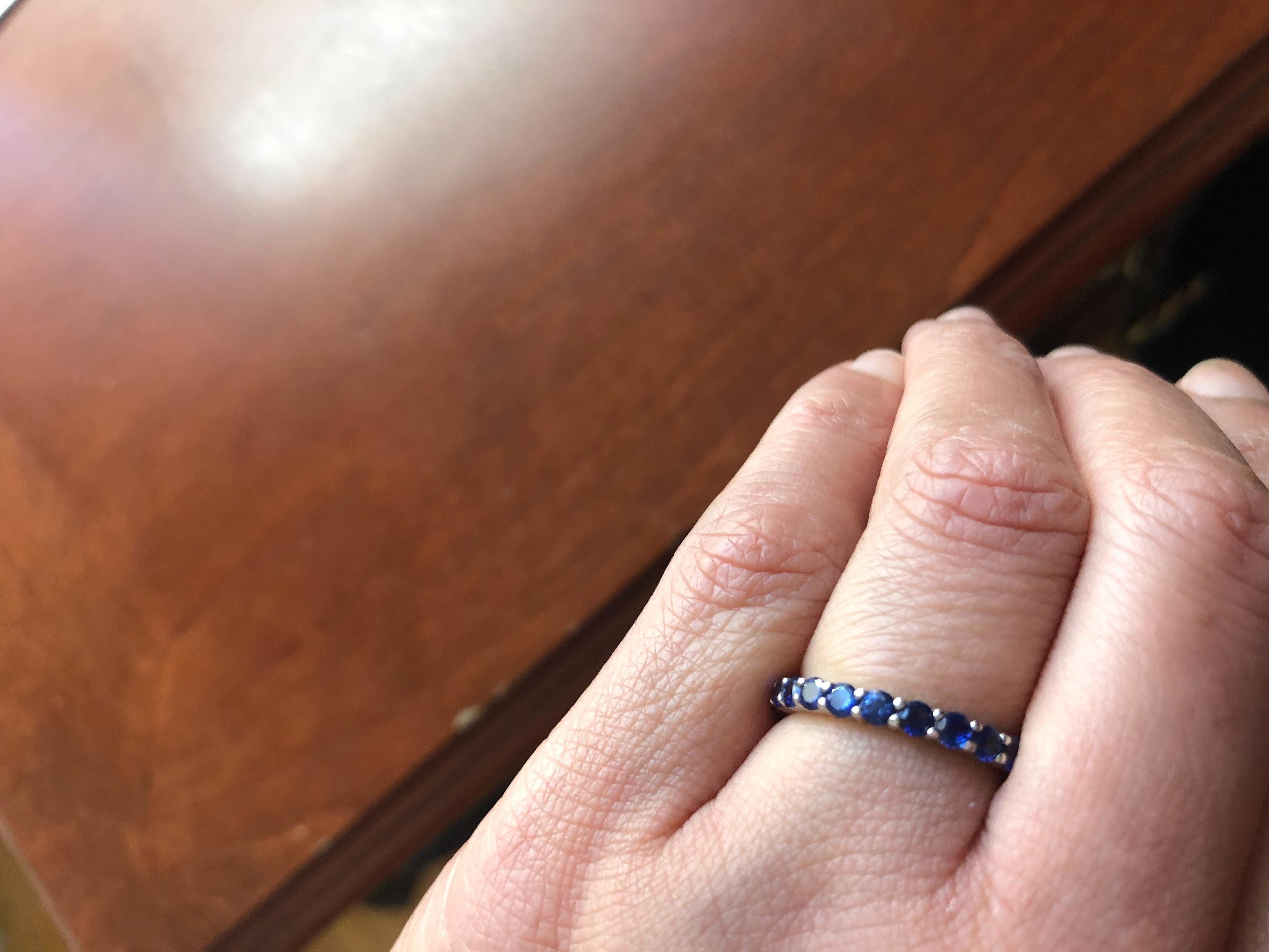 Blue Sapphire Eternity Ring 18 Karat White Gold In New Condition For Sale In Beverly Hills, CA