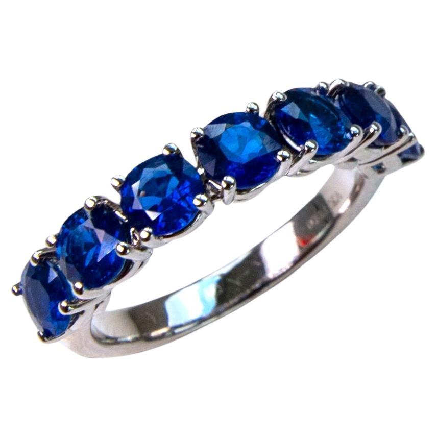 Blue Sapphire Eternity Ring 18K Yellow Gold For Sale