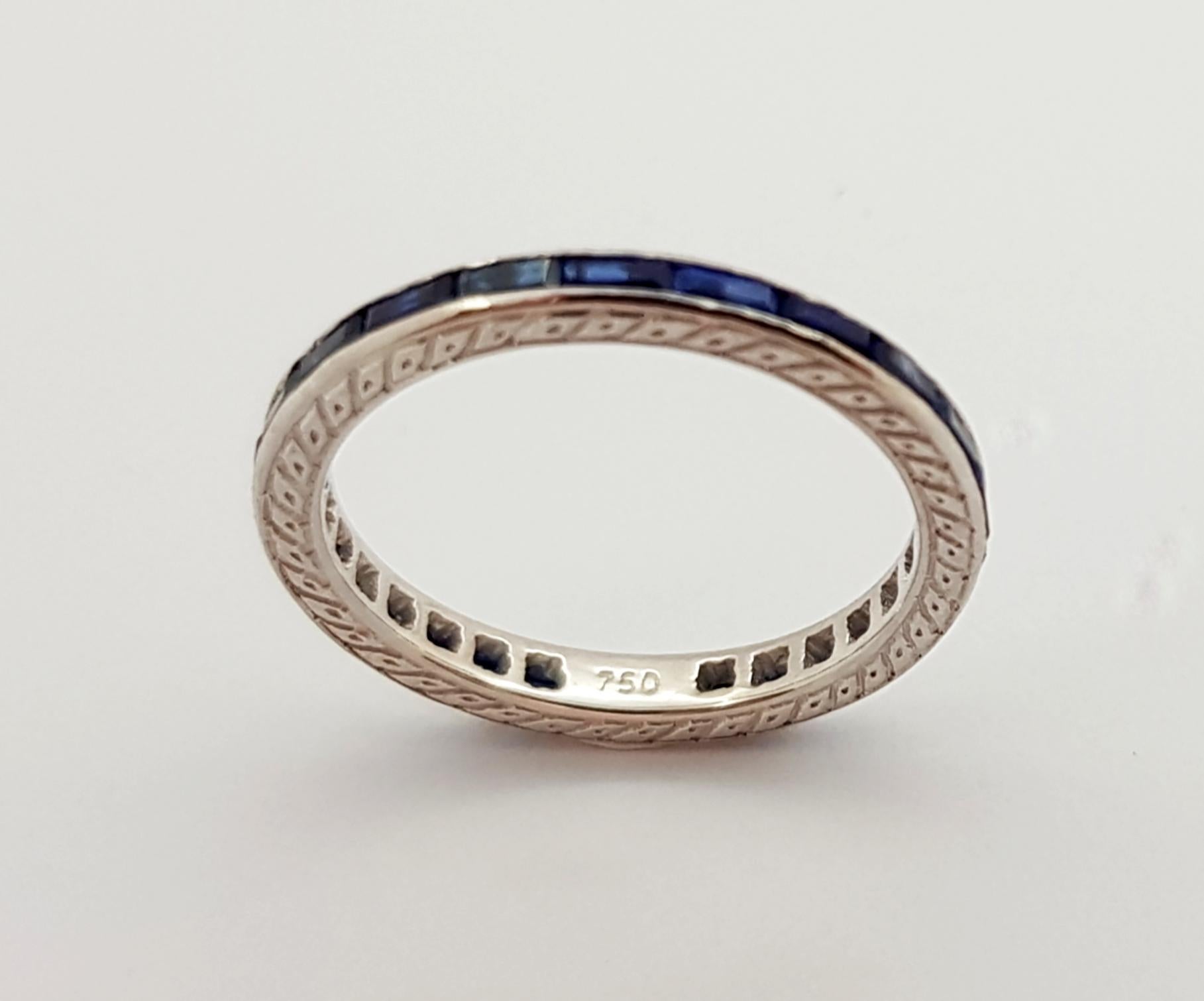 Blue Sapphire Eternity Ring Set in 18 Karat White Gold Settings For Sale 1
