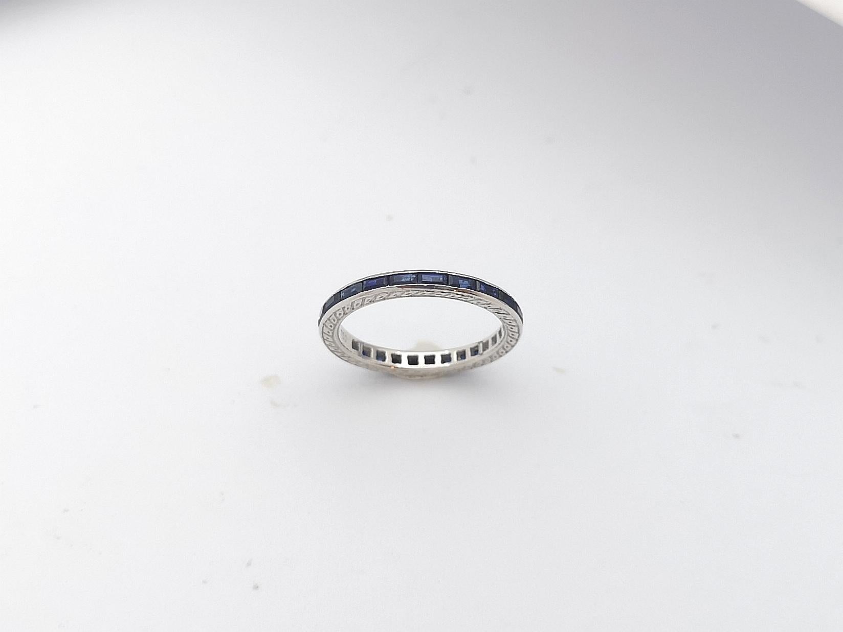 Blue Sapphire Eternity Ring Set in 18 Karat White Gold Settings For Sale 2