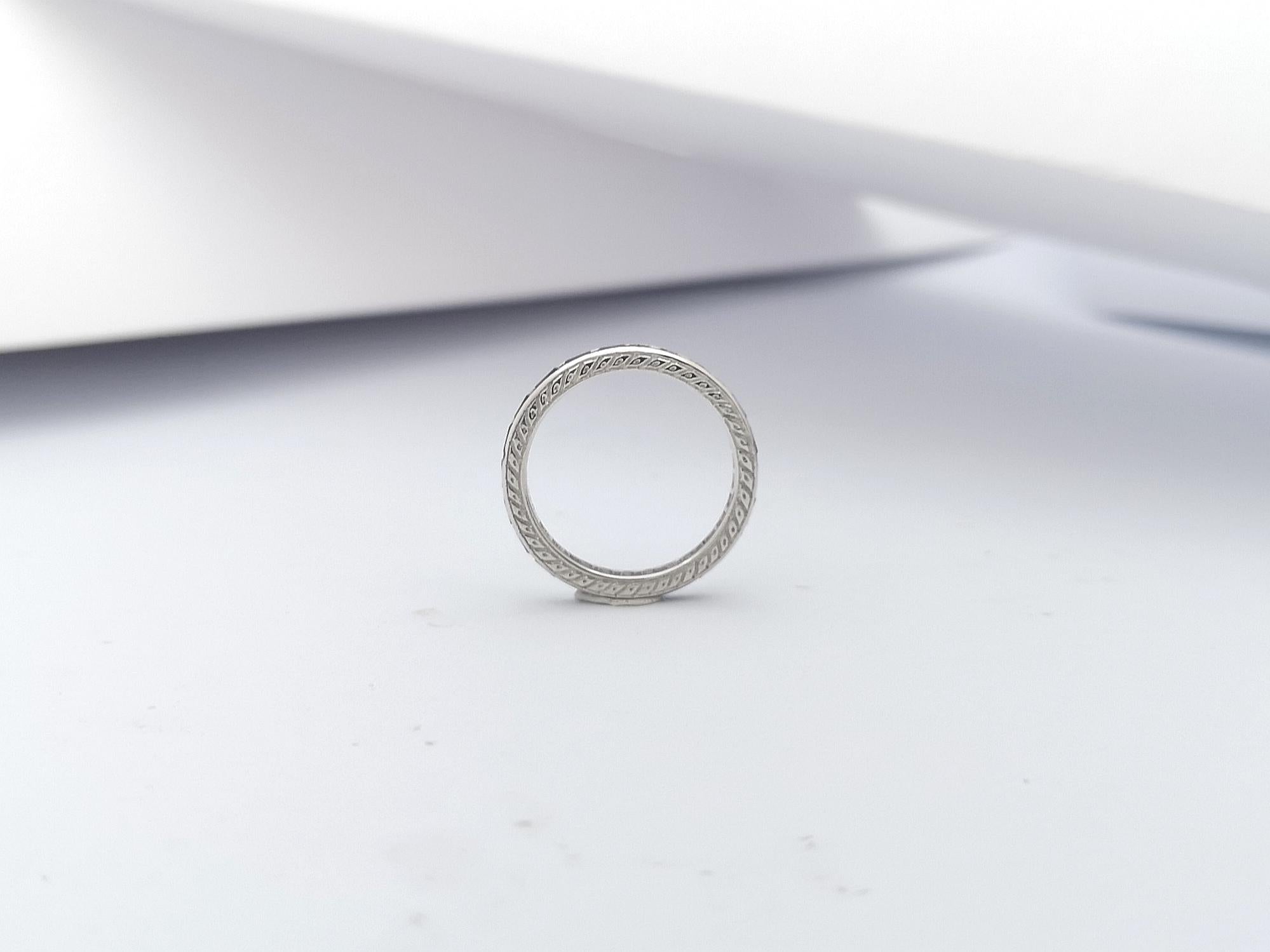 Blue Sapphire Eternity Ring Set in 18 Karat White Gold Settings For Sale 4