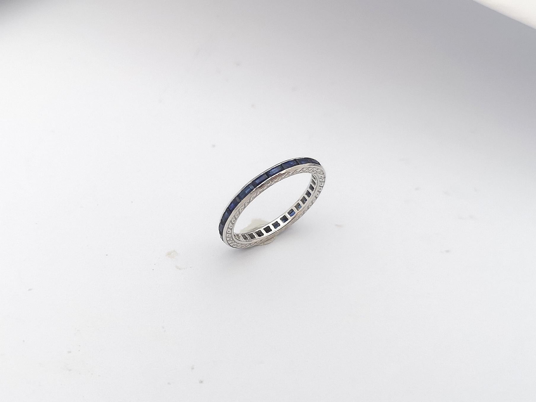 Blue Sapphire Eternity Ring Set in 18 Karat White Gold Settings For Sale 5