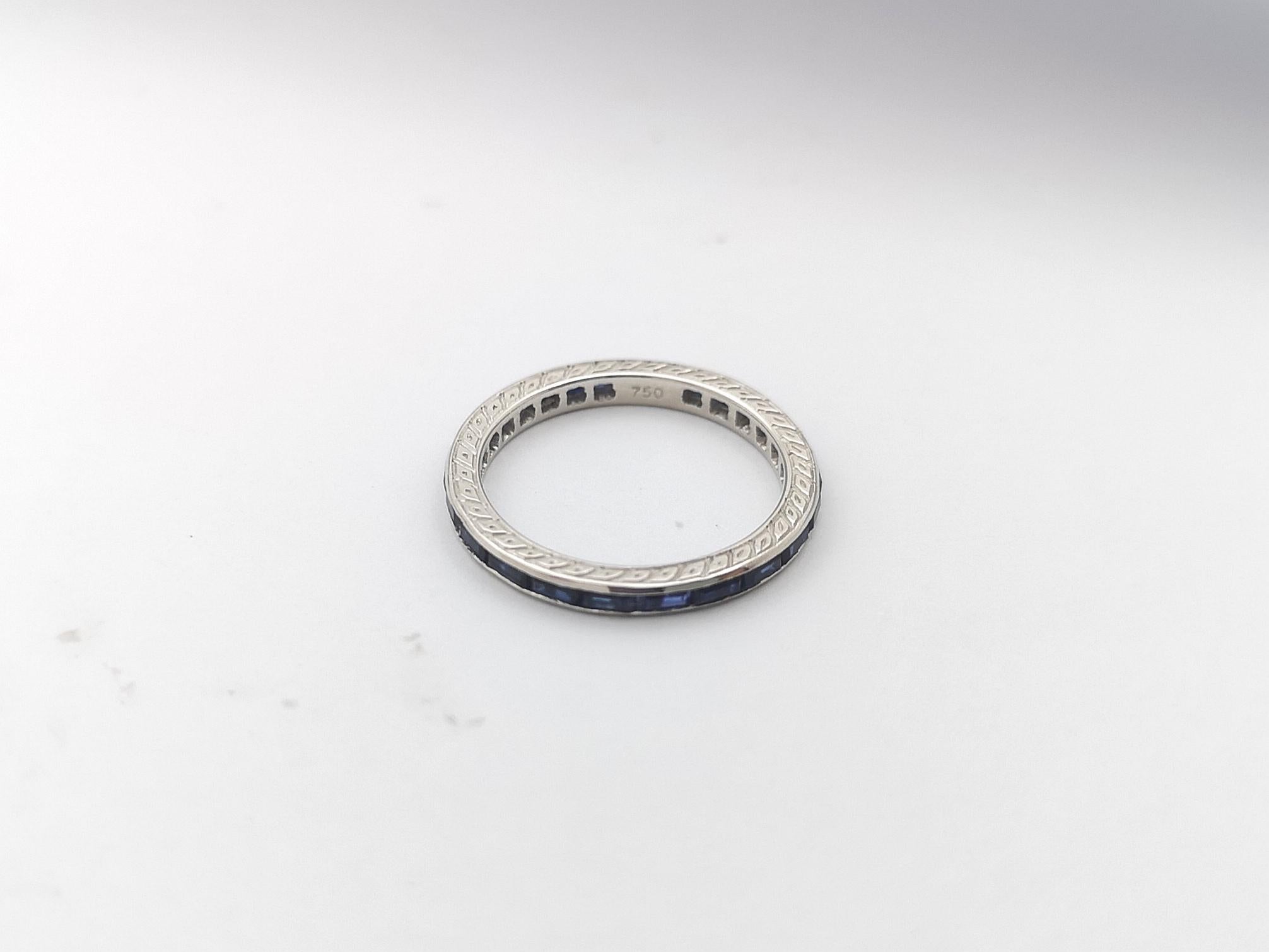 Blue Sapphire Eternity Ring Set in 18 Karat White Gold Settings For Sale 7