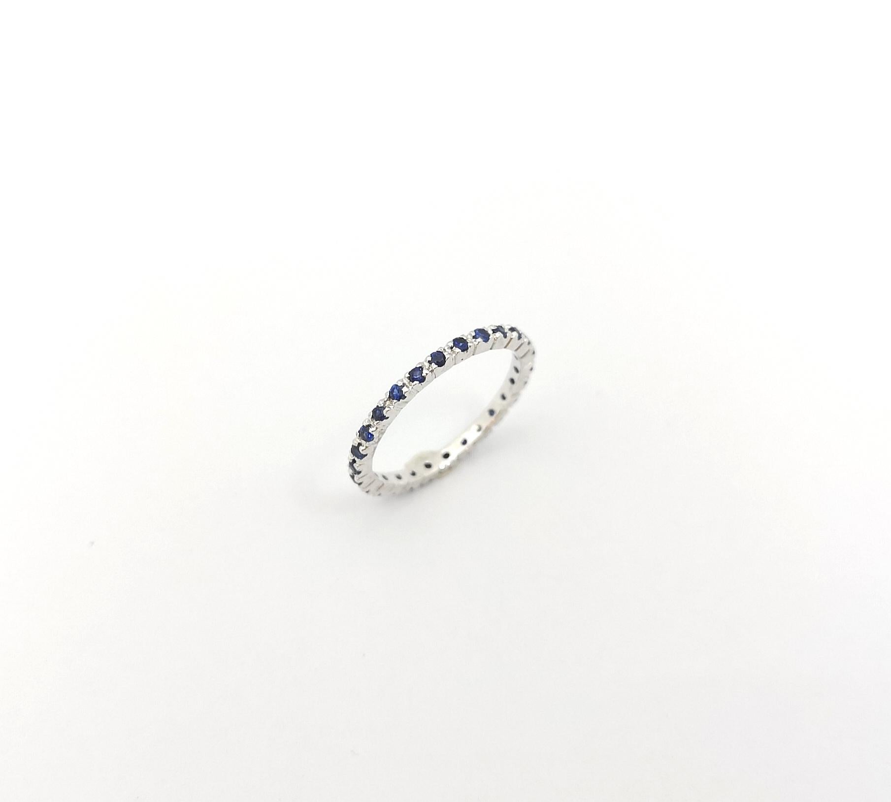 Blue Sapphire Eternity Ring set in 18K White Gold Settings For Sale 4