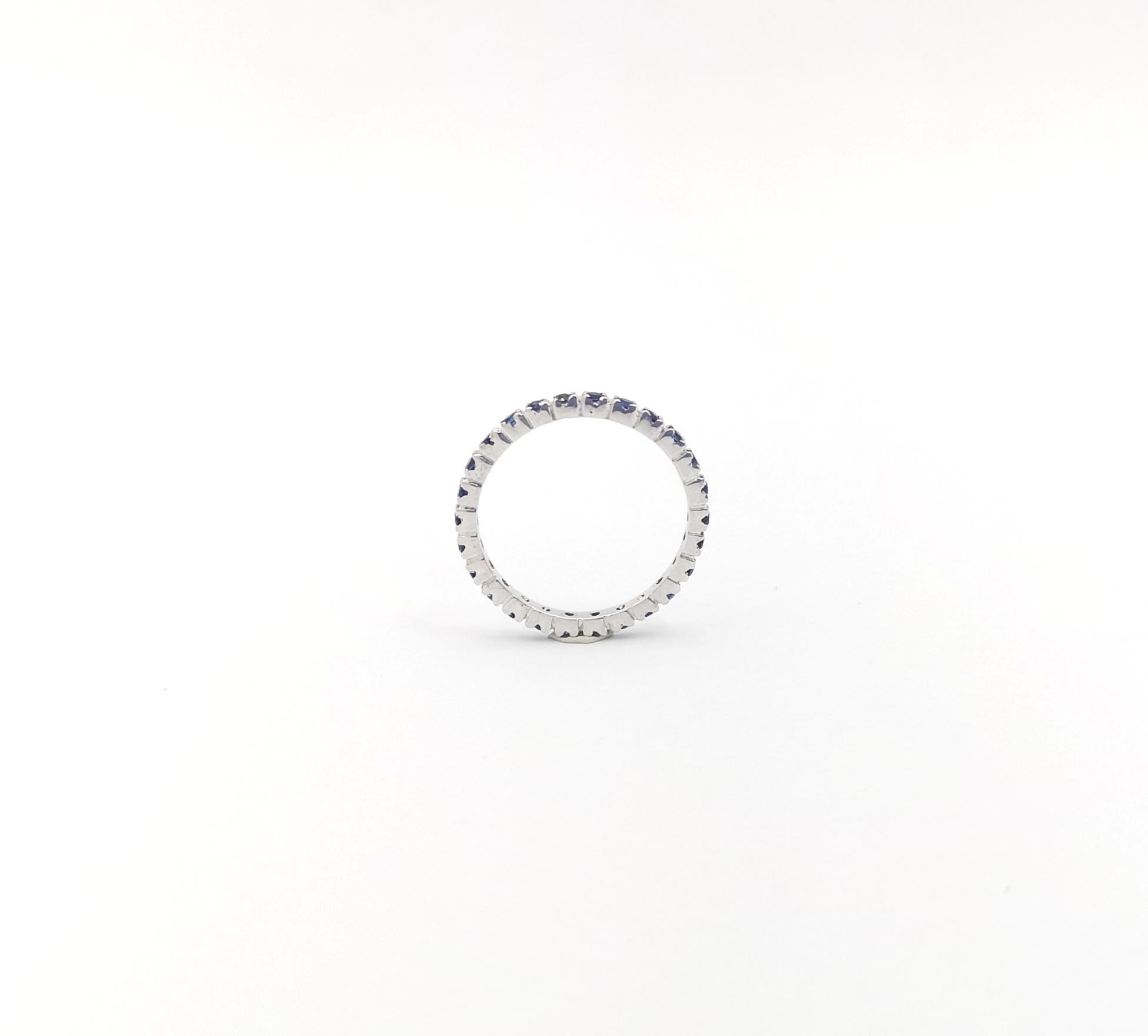 Blue Sapphire Eternity Ring set in 18K White Gold Settings For Sale 5