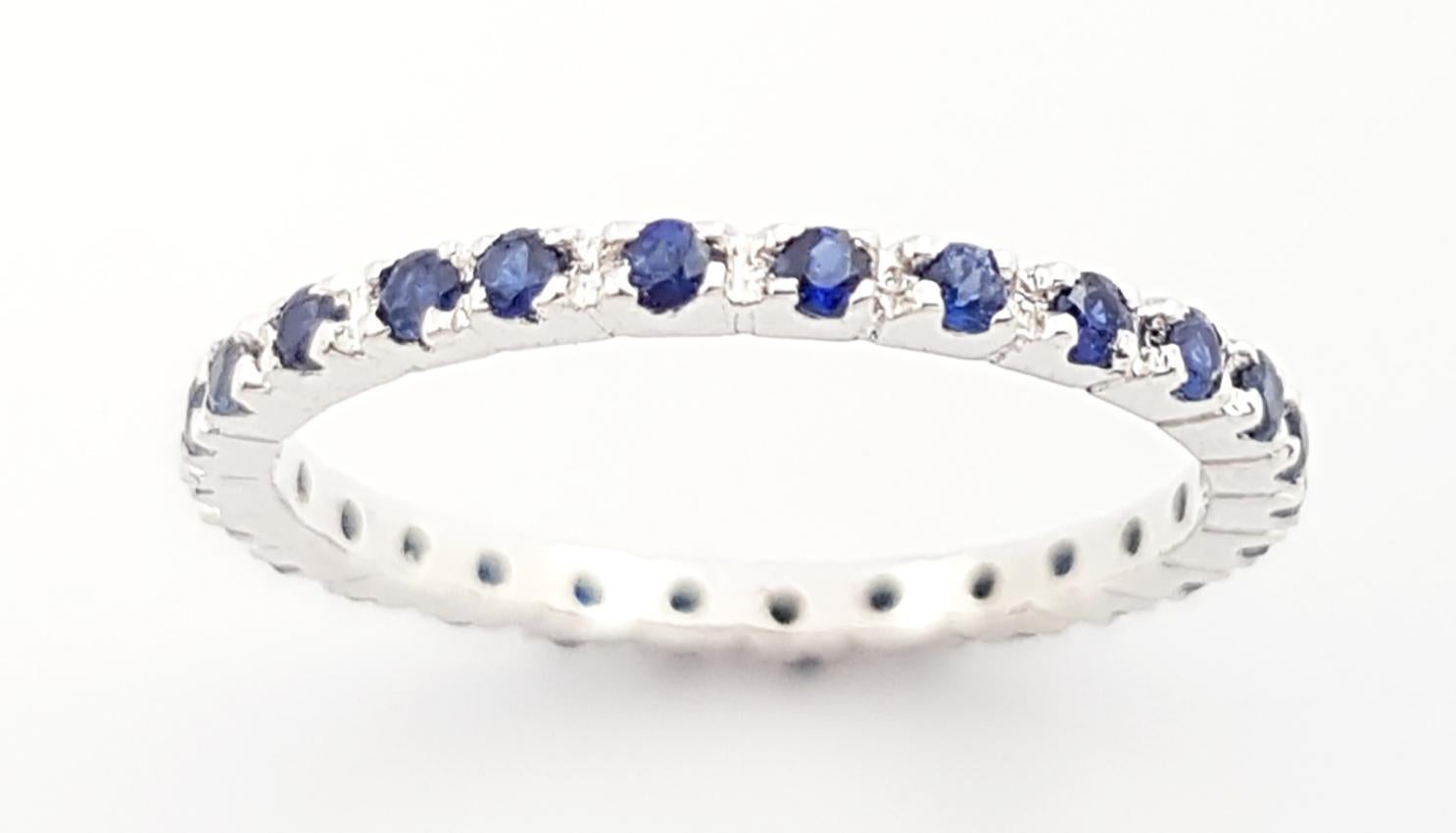 Blue Sapphire Eternity Ring set in 18K White Gold Settings For Sale 2