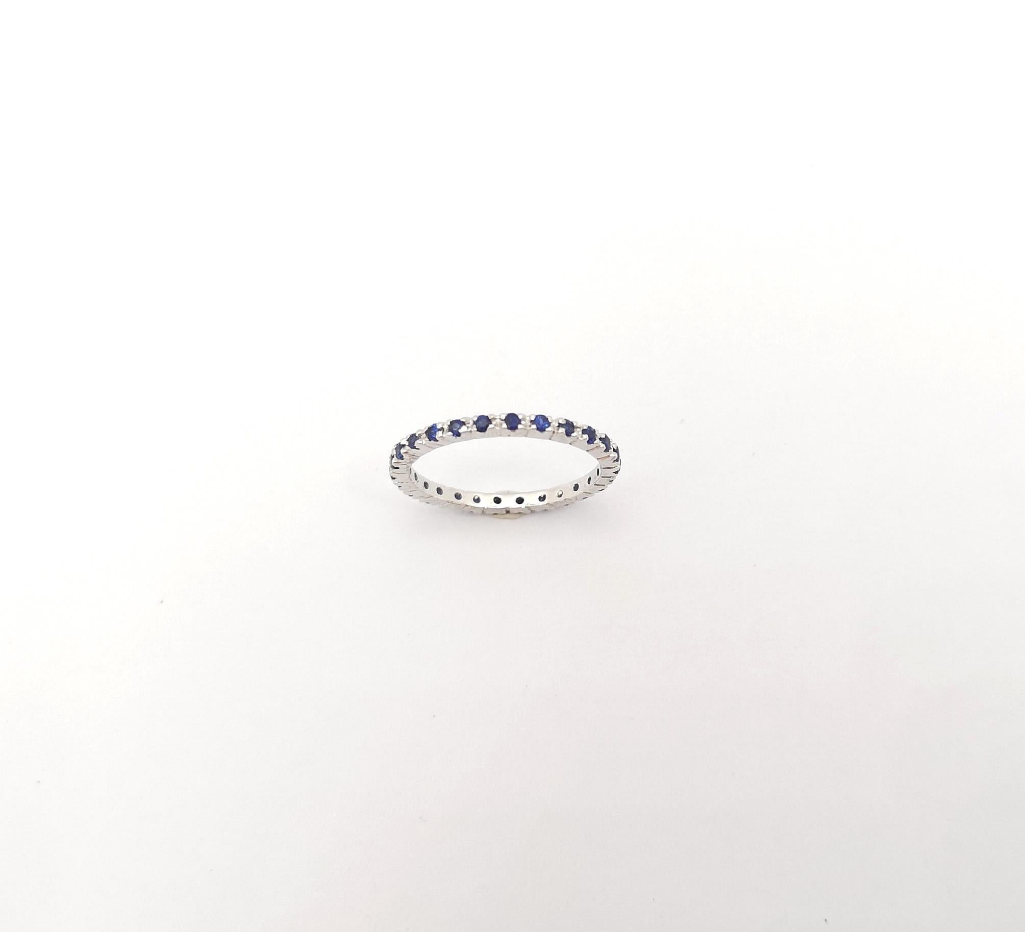 Blue Sapphire Eternity Ring set in 18K White Gold Settings For Sale 3
