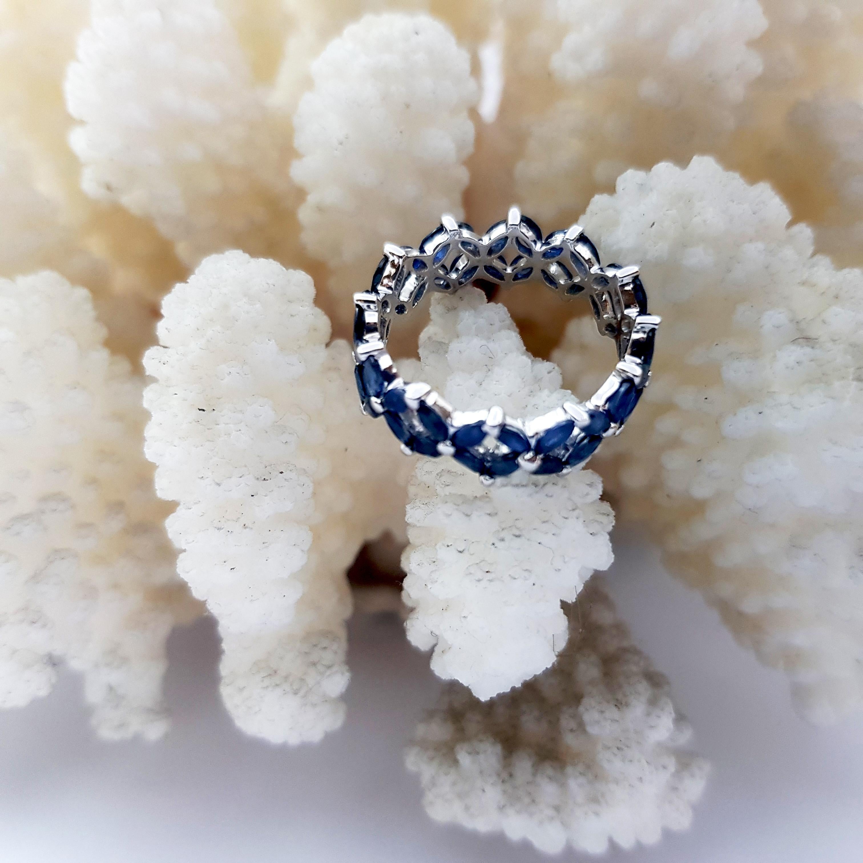 Blue Sapphire Eternity Ring set in Platinum 900 Settings For Sale 5