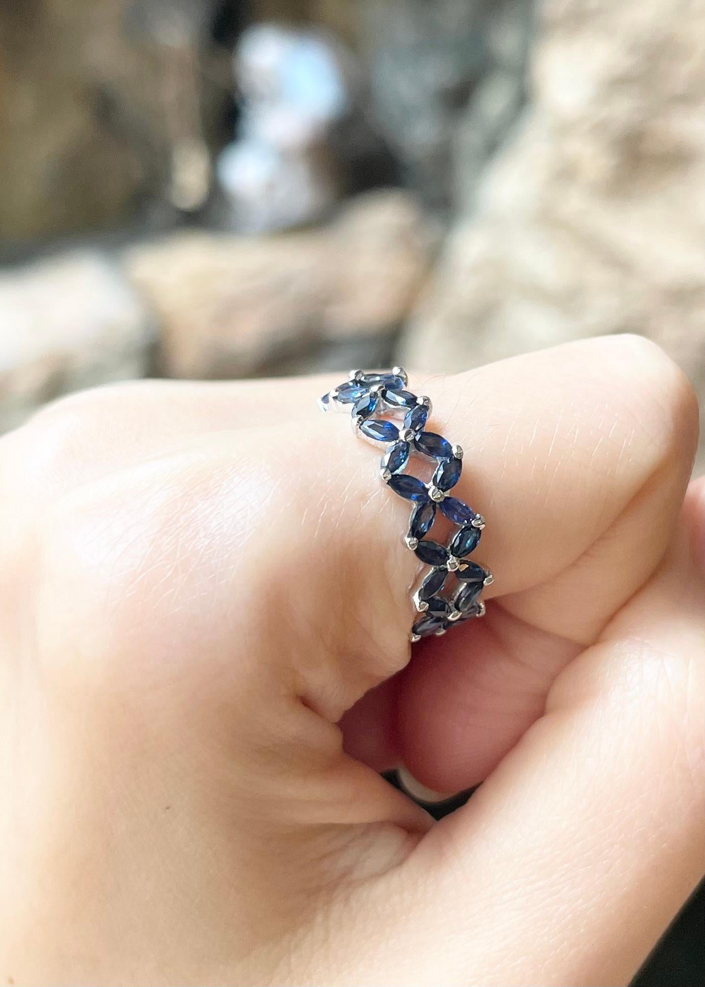 Women's Blue Sapphire Eternity Ring set in Platinum 900 Settings For Sale