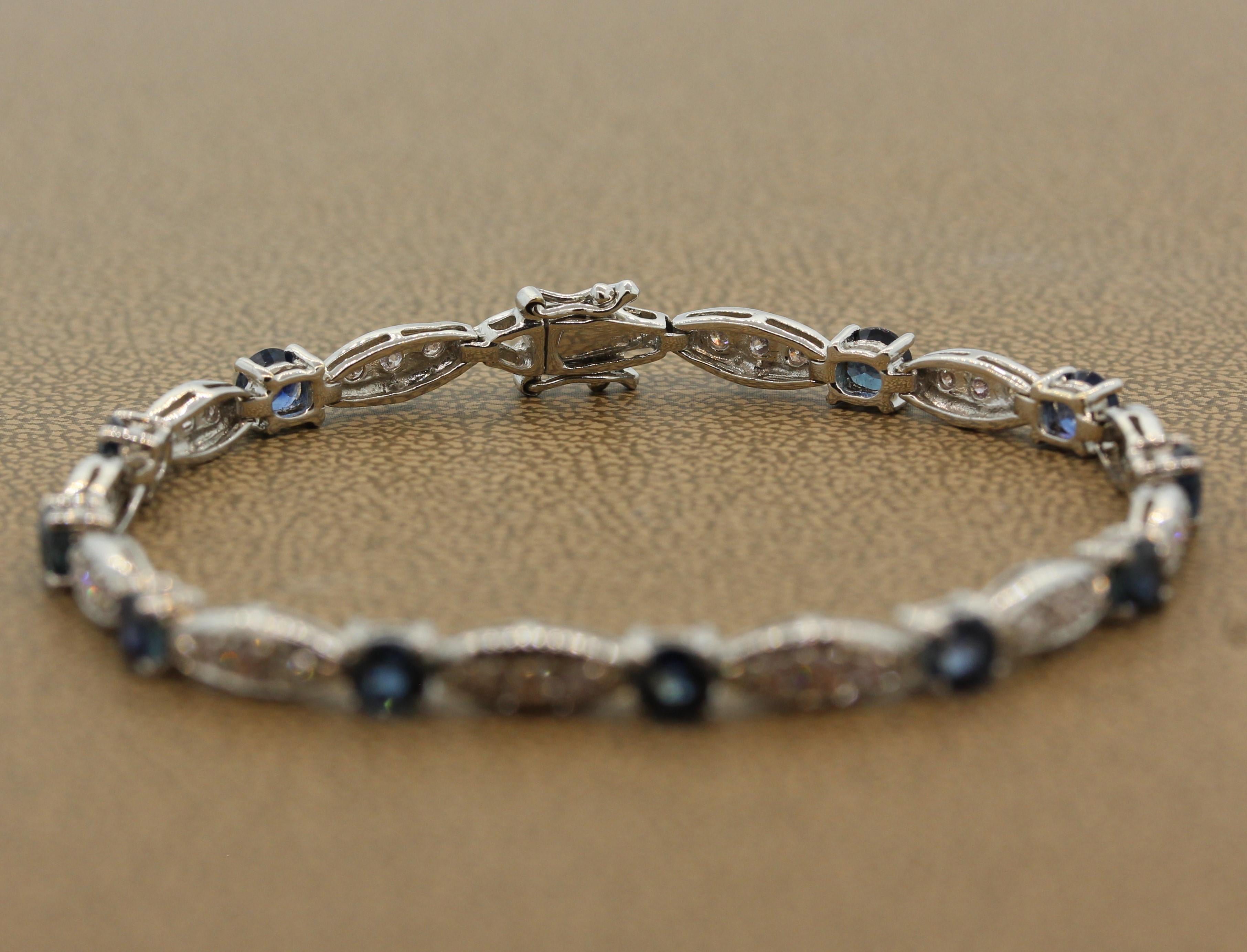 Women's Blue Sapphire Fancy Pink Diamond Gold Bracelet