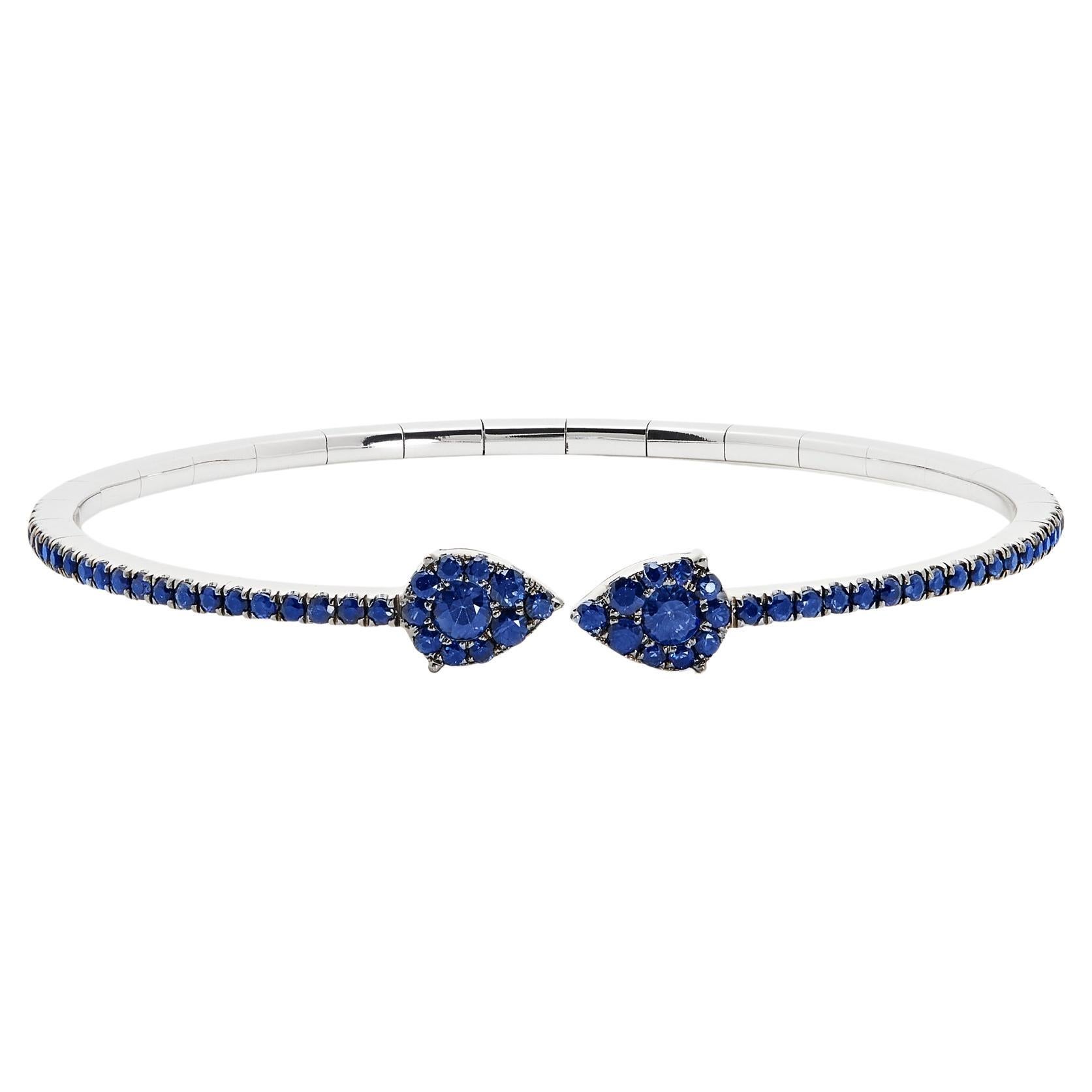 Blue Sapphire Flexible Cuff Bracelet For Sale