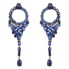 Blue Sapphire Fluid Diamond Earrings