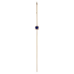 Blue Sapphire Gem Needle Pin Earring