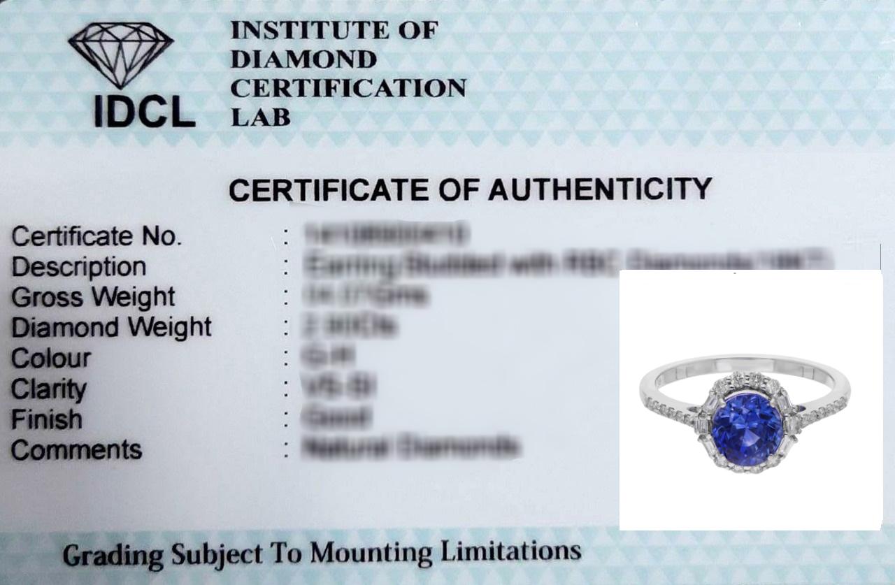 Blue Sapphire Gemstone Cocktail Ring Baguette Diamond 14 Kt White Gold Jewelry For Sale 1
