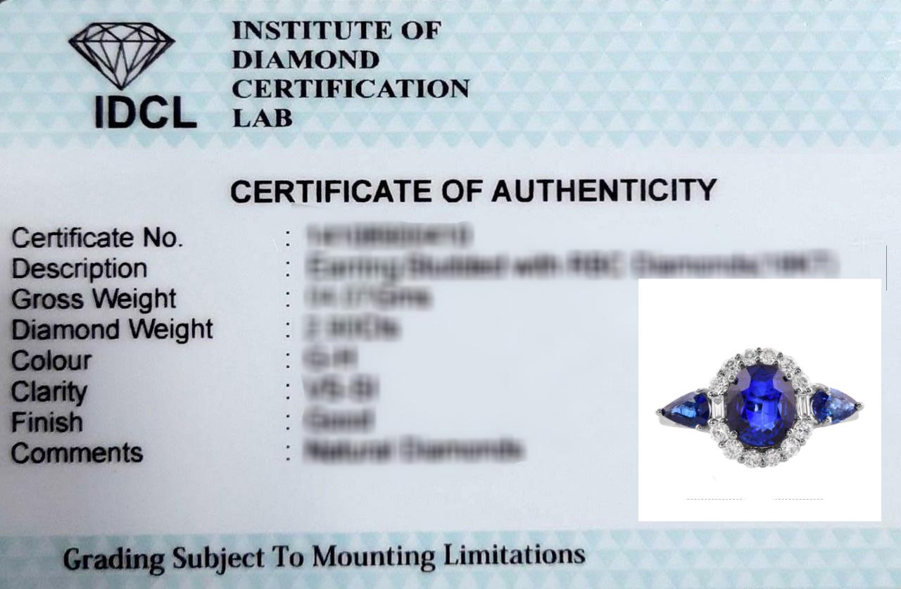 Women's Blue Sapphire Gemstone Cocktail Ring Diamond 14 Karat White Gold Fine Jewelry For Sale