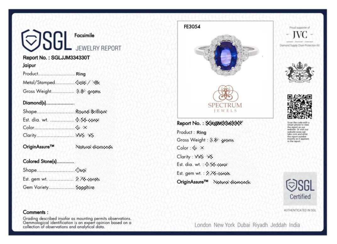 De las mujeres Zafiro Azul Piedra Preciosa Anillo de Cóctel Diamante 18 Kilates Oro Blanco Joyería Fina en venta