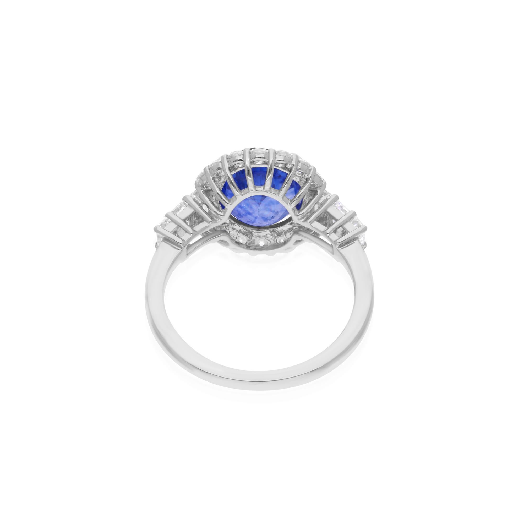 Blauer Saphir Edelstein Ring SI Reinheit HI Farbe Diamant 14 Karat Weißgold (Moderne) im Angebot