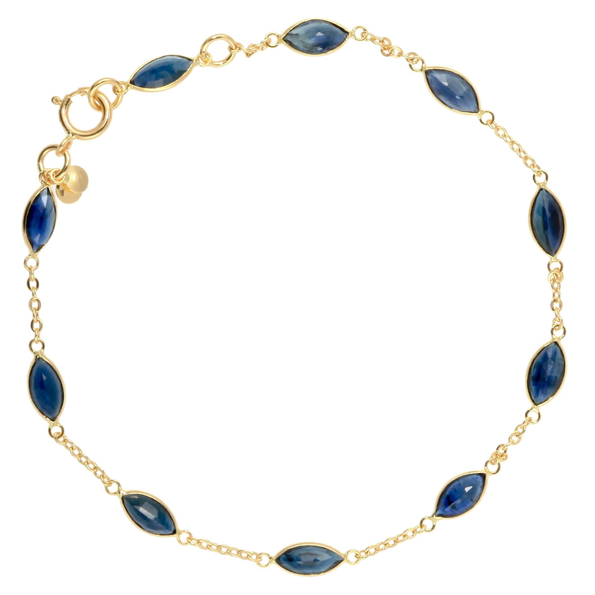 Blue Sapphire Gold Bracelet 4.83 Carat 18 Karat