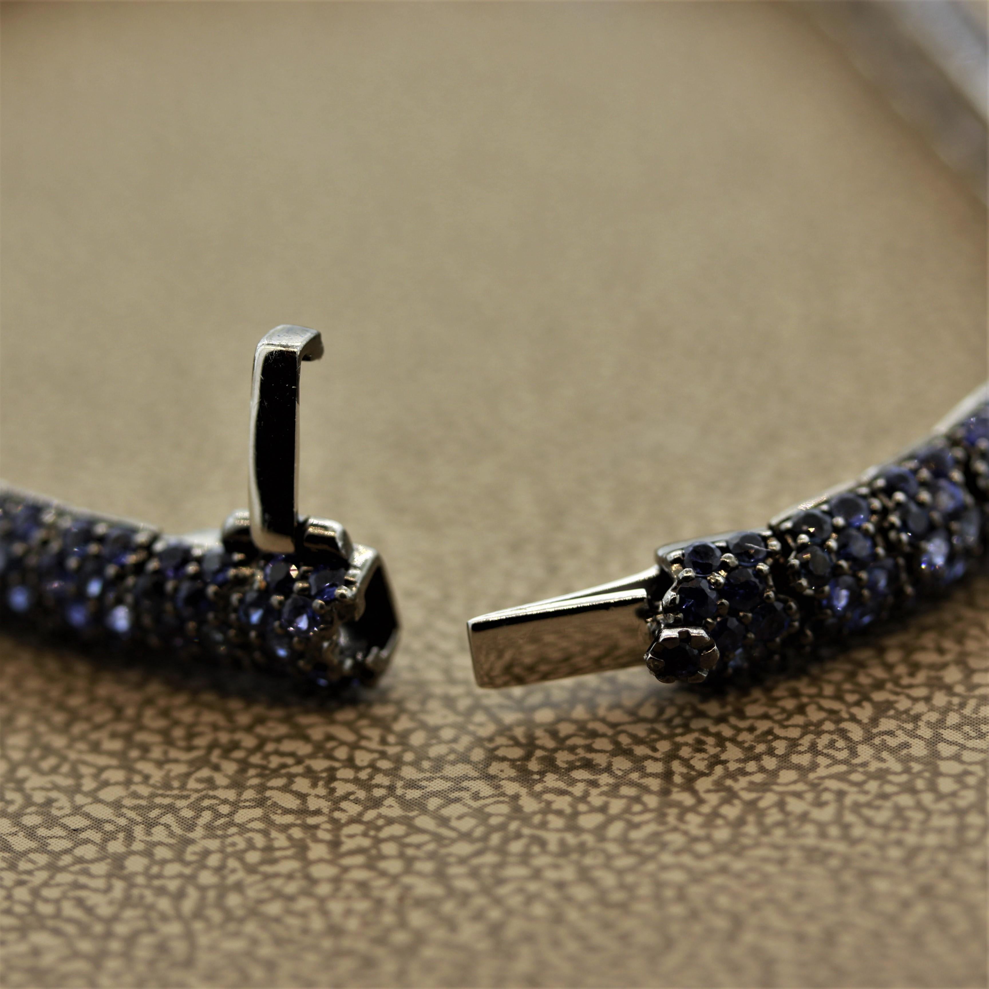 Women's Blue Sapphire Gold Flexible Bracelet
