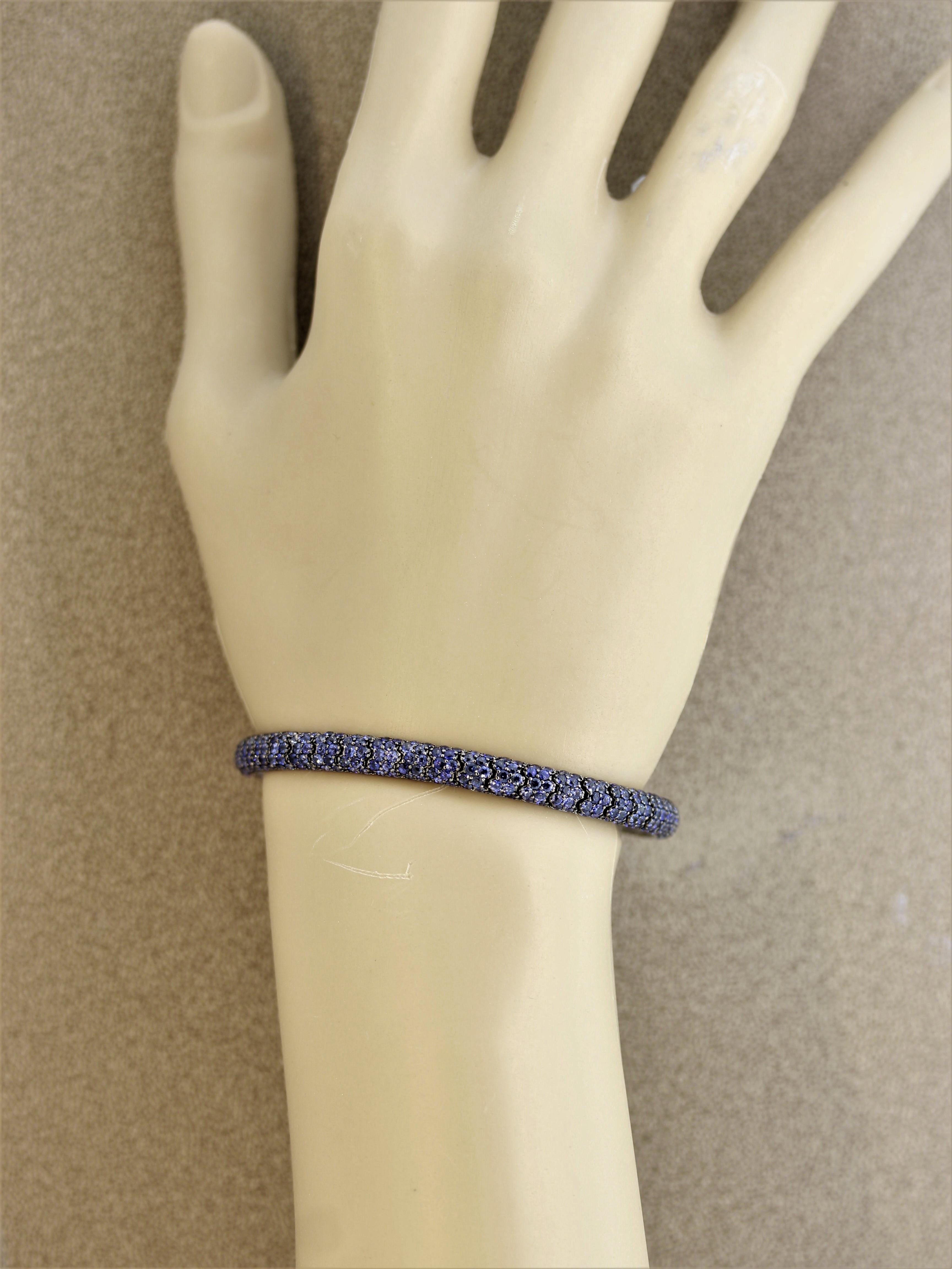Blue Sapphire Gold Flexible Bracelet 1