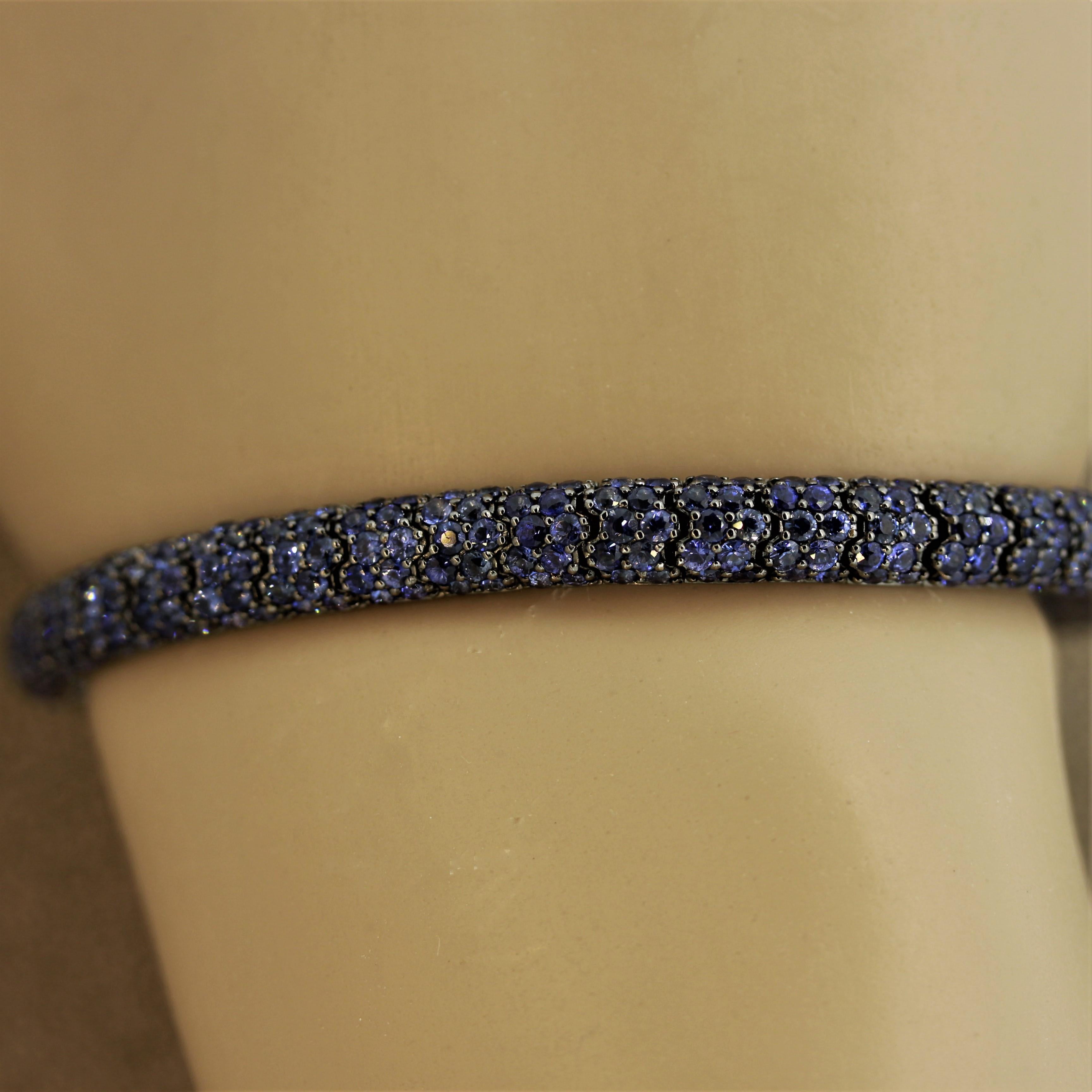 Blue Sapphire Gold Flexible Bracelet 2