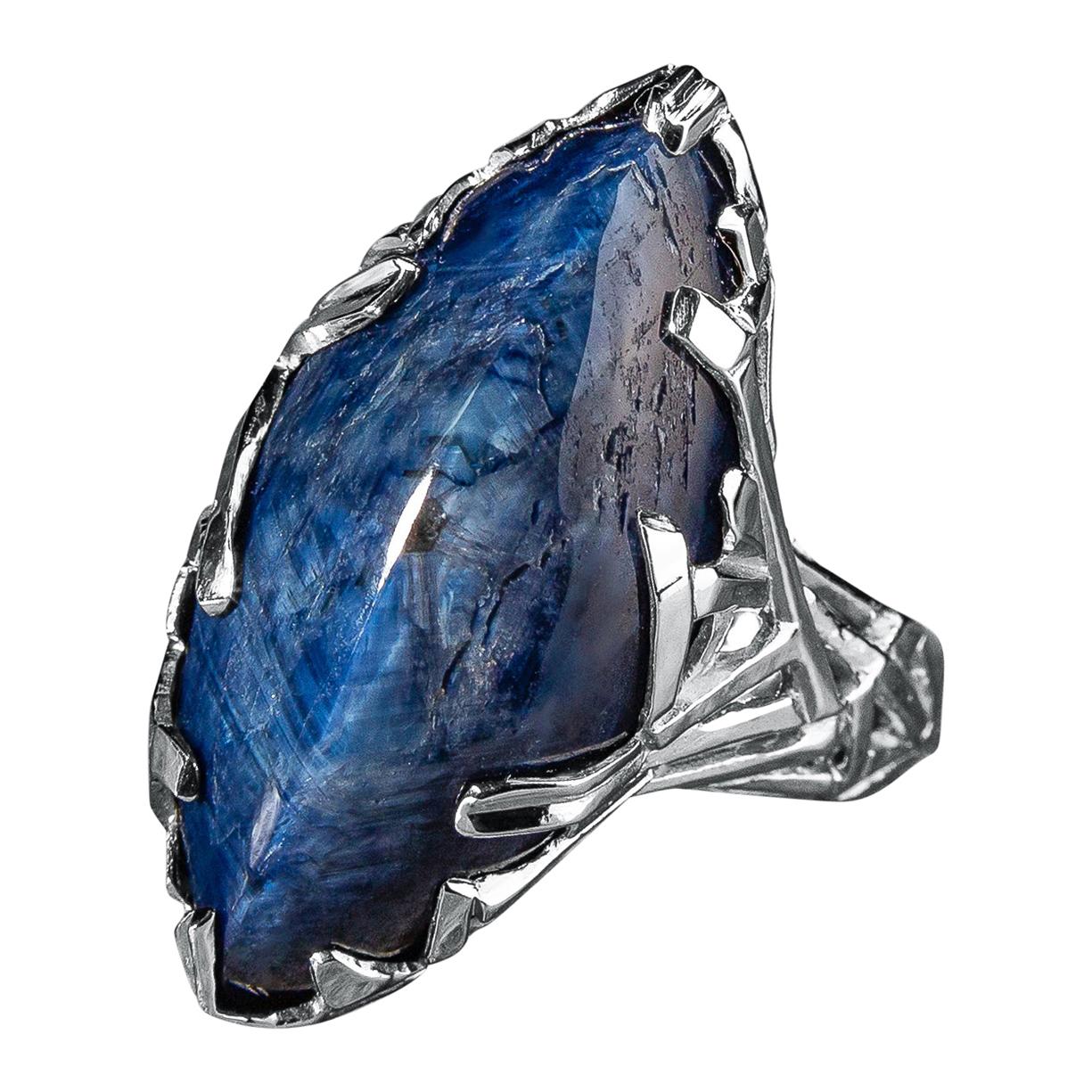 Blue Sapphire Gold Ring Crystal Healing Star Corundum For Sale