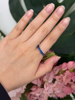Blue Sapphire Half Eternity Band 1.75 Carat 14K White Gold Engagement Ring