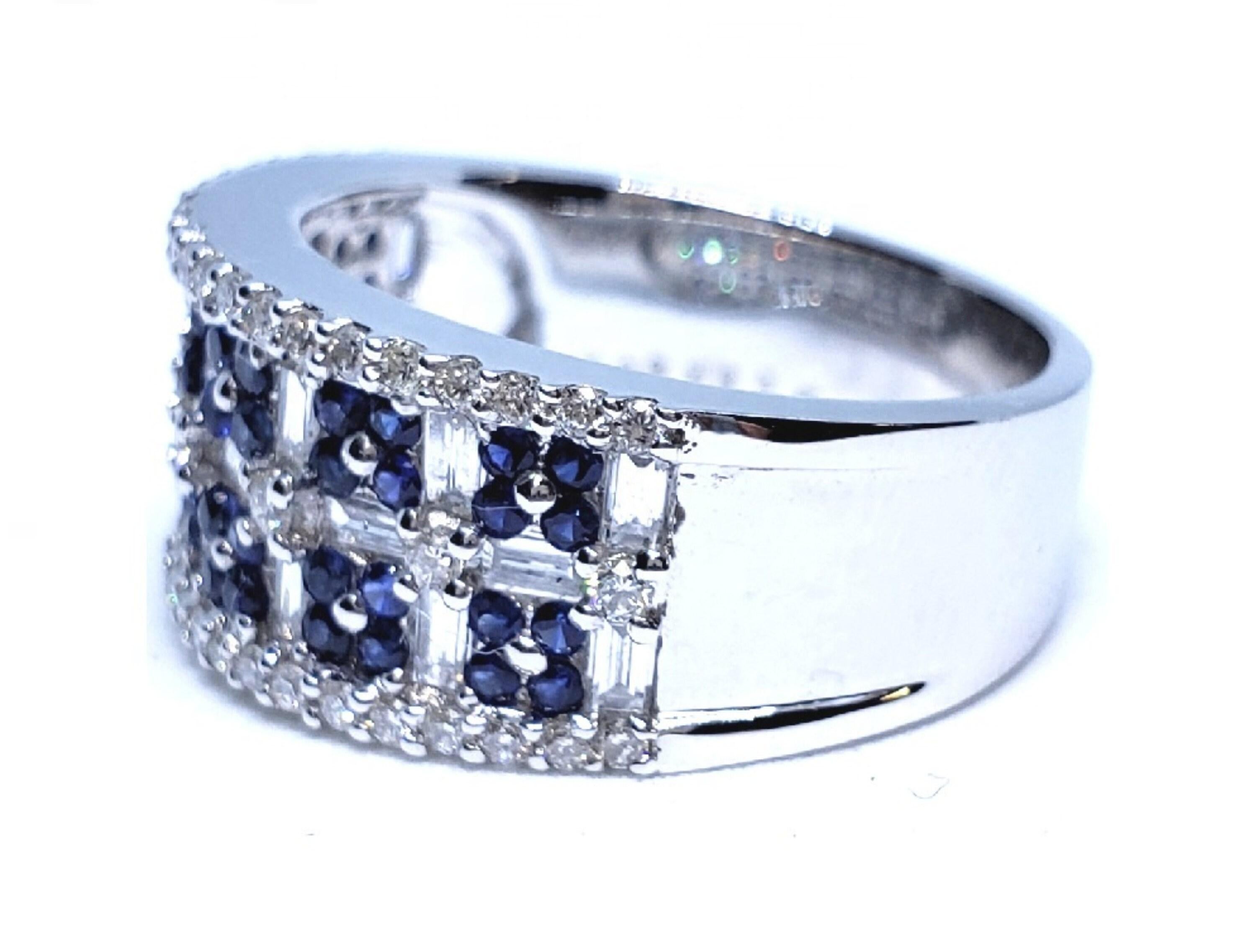 For Sale:  Blue Sapphire Halo Wedding Band Vintage Sapphire Ring for Her Full Eternity Ring 2