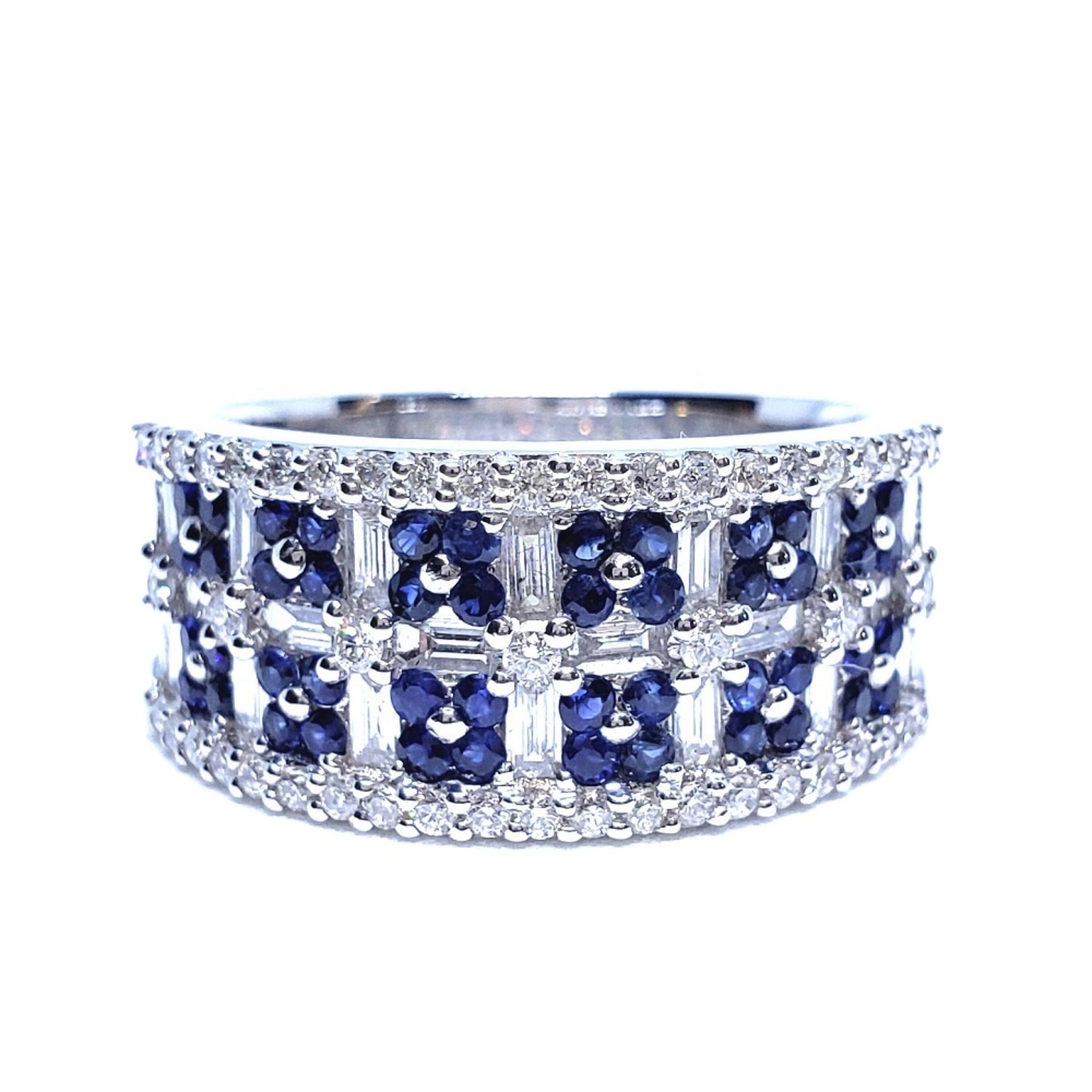 For Sale:  Blue Sapphire Halo Wedding Band Vintage Sapphire Ring for Her Full Eternity Ring 4