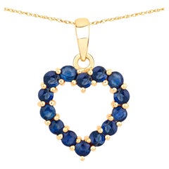 Blauer Saphir Herz-Anhänger Halskette 10K Gelbgold