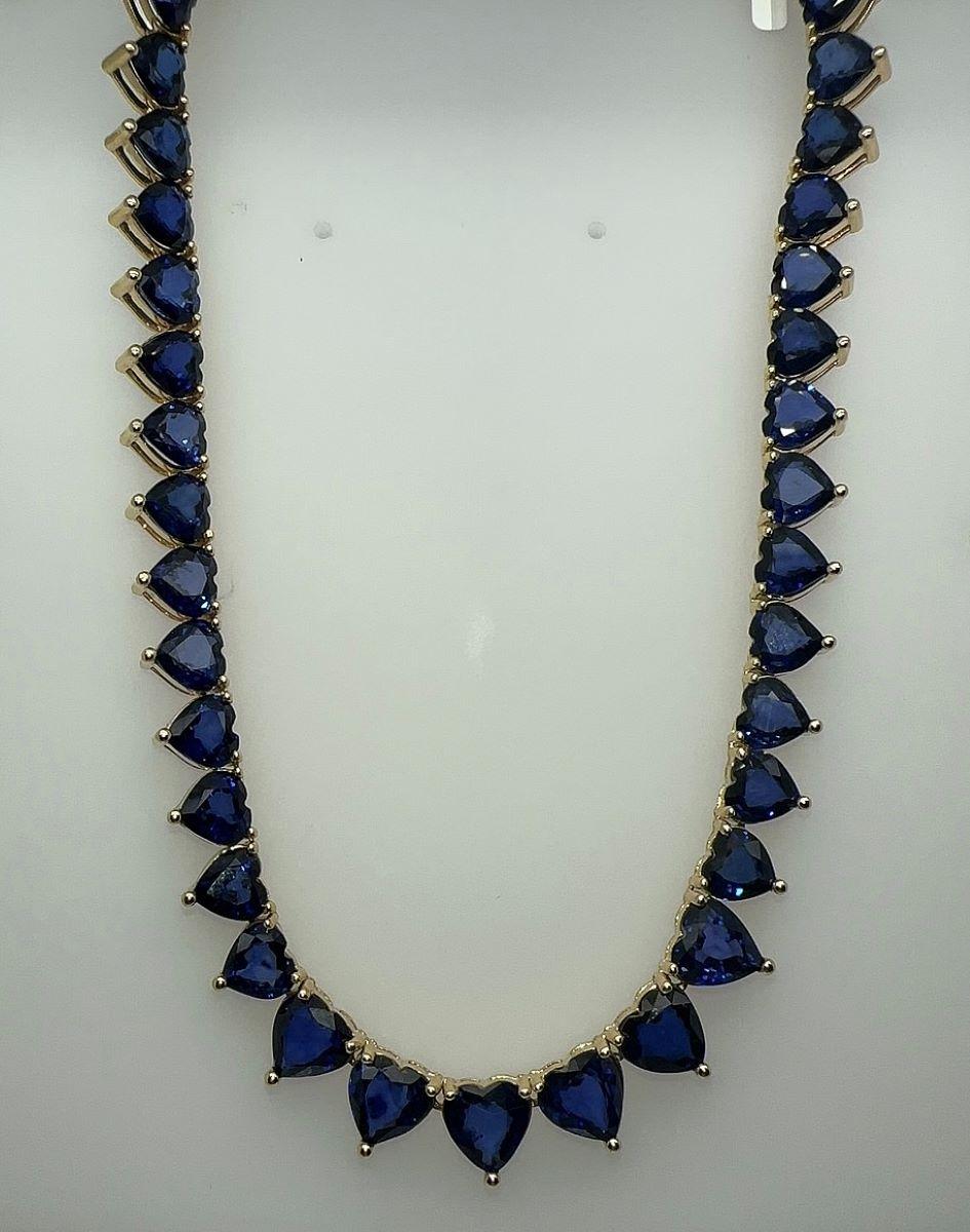 18ky gold Blue sapphire heart shape necklaces  
