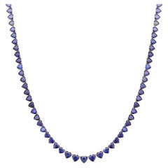18K Perfectly Matched Blue sapphire Heart shape necklace