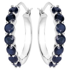 Orecchini a cerchio con zaffiro blu 2,64 carati A. Silver