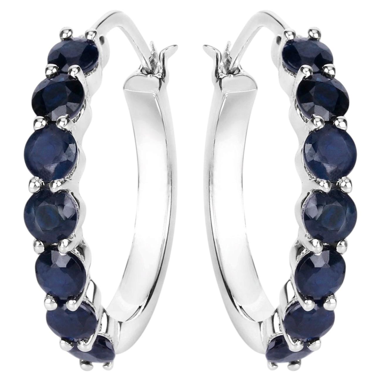 Orecchini a cerchio con zaffiro blu 2,64 carati A. Silver