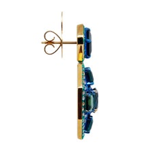 Blue Sapphire, Indicolite Tourmaline & Diamond Earrings, 18K Gold, Austy Lee
