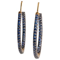 Blue Sapphire Inside Out Hoops