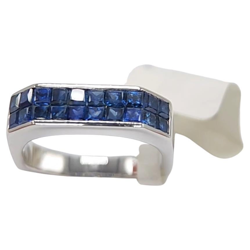 Blue Sapphire  AAA brilliant deep Blue color 1.50 carat.
14k White Gold 5.00 Grams, 
Finger Size 6
All stones are natural .