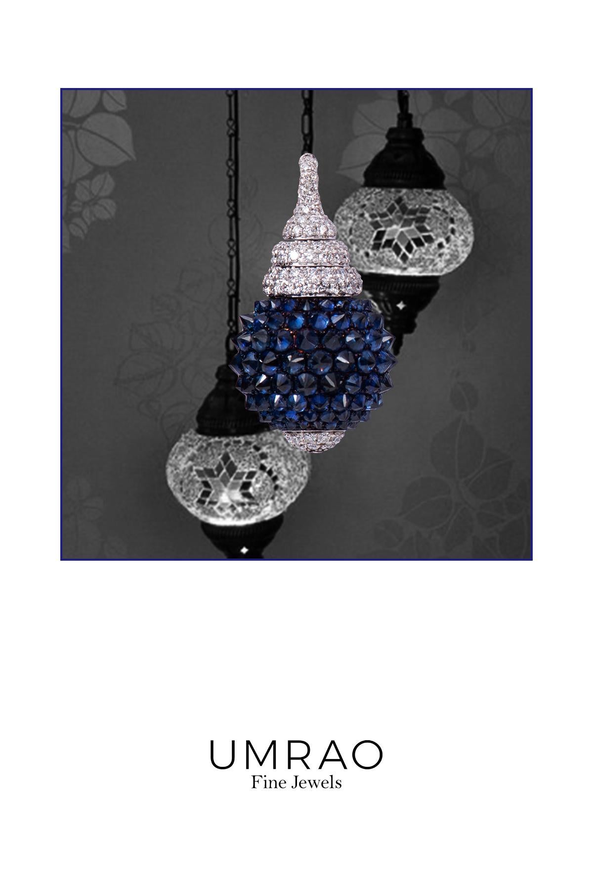 Blue Sapphire Lamp Reverse Setting Diamond Earring For Sale 1