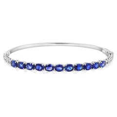Blue Sapphire Light Blue Sapphire 18K White Gold Chic Bangle Bracelet