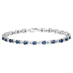 Blauer Saphir Link Armband 4,4 Karat Sterling Silber