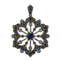 Antique Blue Sapphire London Blue Topaz Pendant