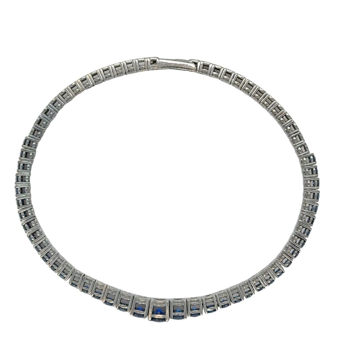 Contemporary  Blue Sapphire Majesty in White Gold Tennis Bracelet For Sale