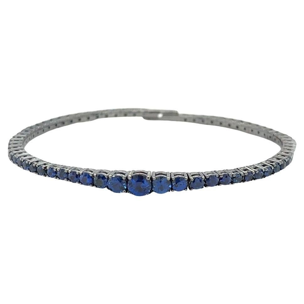  Blue Sapphire Majesty in White Gold Tennis Bracelet For Sale