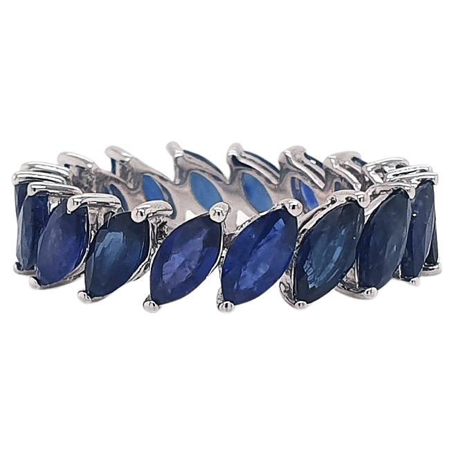 Blue Sapphire Marquise Ring 14k Gold For Sale