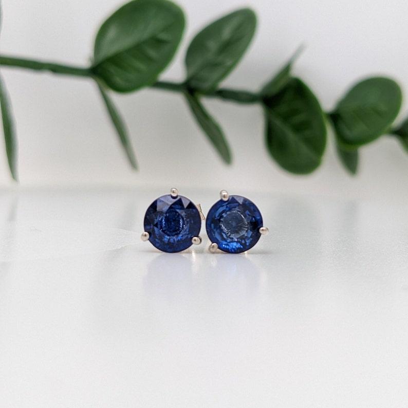 These simple studs are quite a statement with the deep rich blues of the sapphire. Made to be worn every day with safe and secure push back closures!

Let us know the gold color you would prefer. Available in solid 14k - yellow gold, white gold &