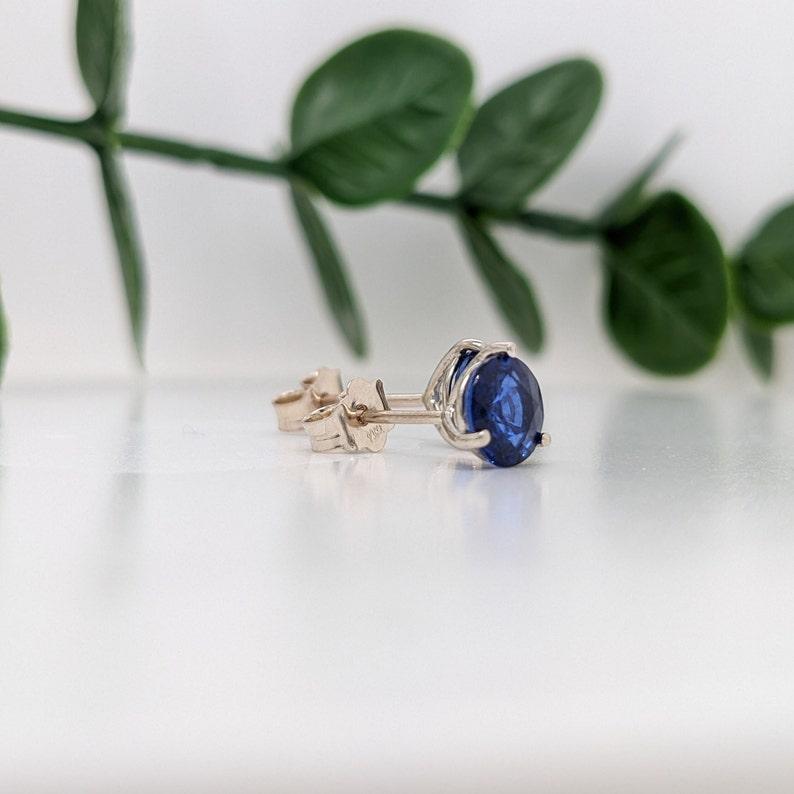 Round Cut Blue Sapphire Martini Stud Earrings in Solid 14K Gold Round 5mm