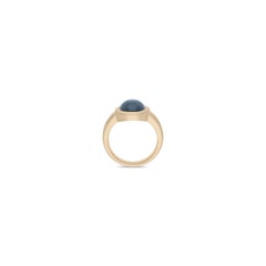 Bague en or 18 carats, saphir bleu, finition mate