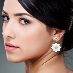 Blue Sapphire Pearl Diamond 18 Karat Gold Earrings